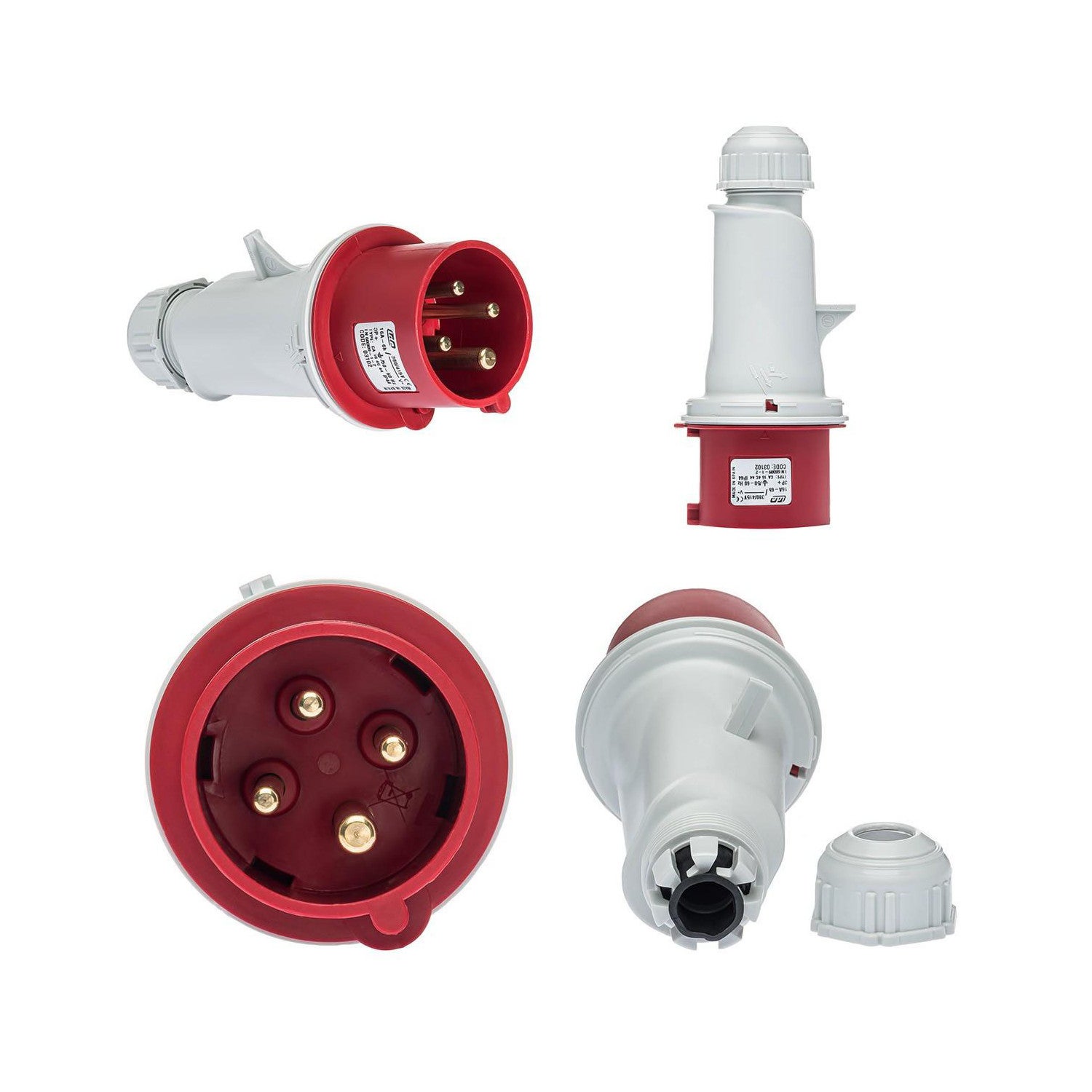 Prise Triphasé 16a 3p+t 380v - 4 Broches - étanche Ip44 - Ide - 4