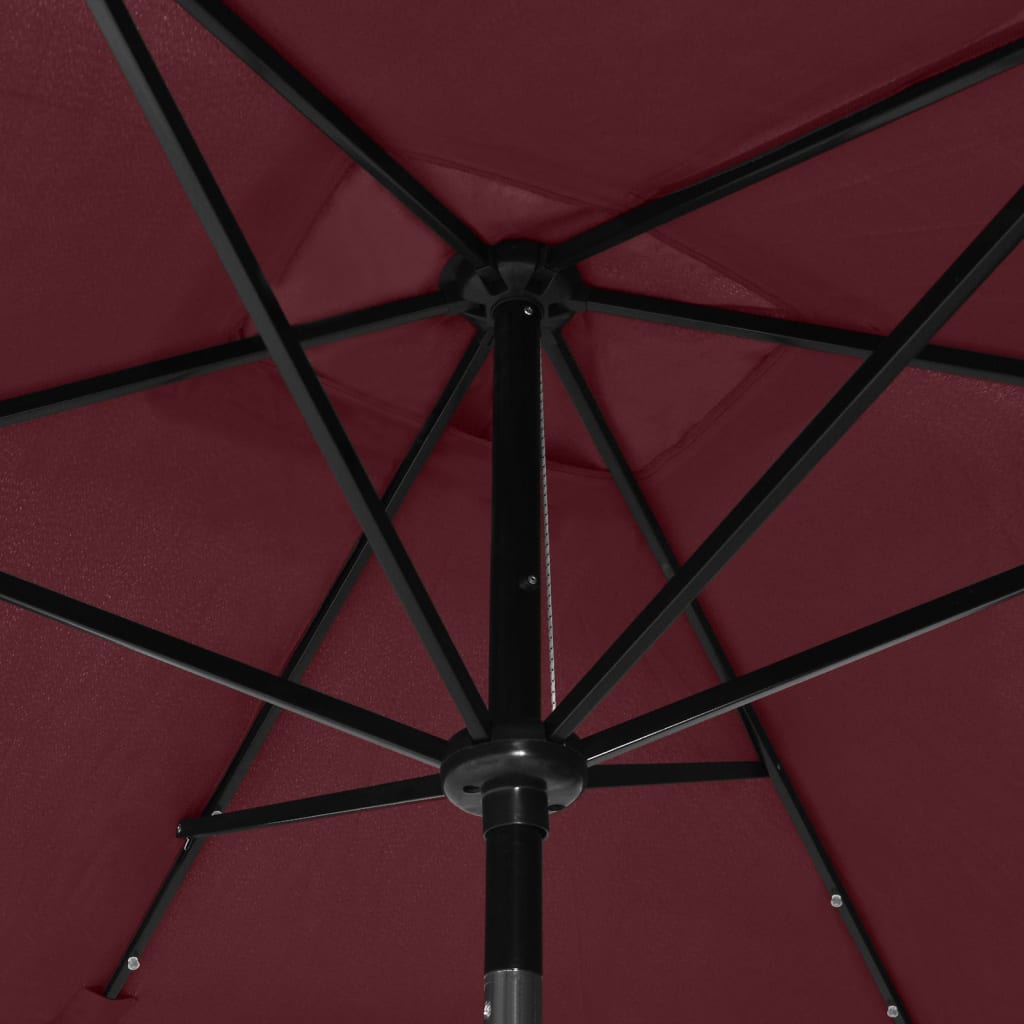 Parasol avec LED et mât en acier Rouge bordeaux 2x3 m - 2