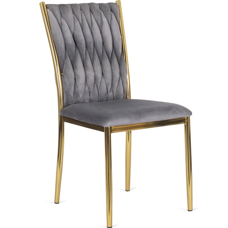 Krzesło Plecione Glamour Tapicerowane Welurowe Do Jadalni Salonu Szere DAN