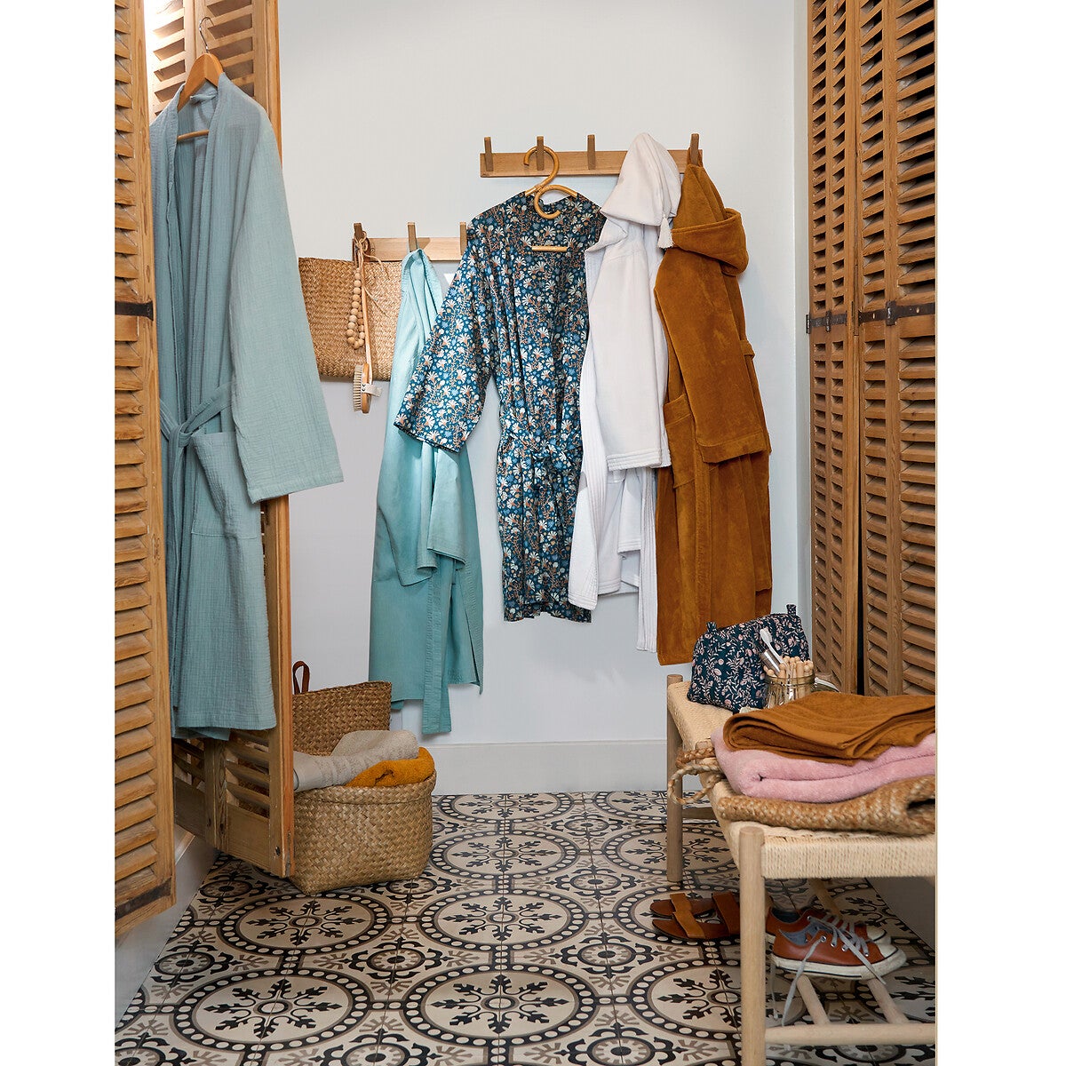 Peignoir kimono pur voile de coton, Kalyan - Imprimé blanc - 34/36 - 5