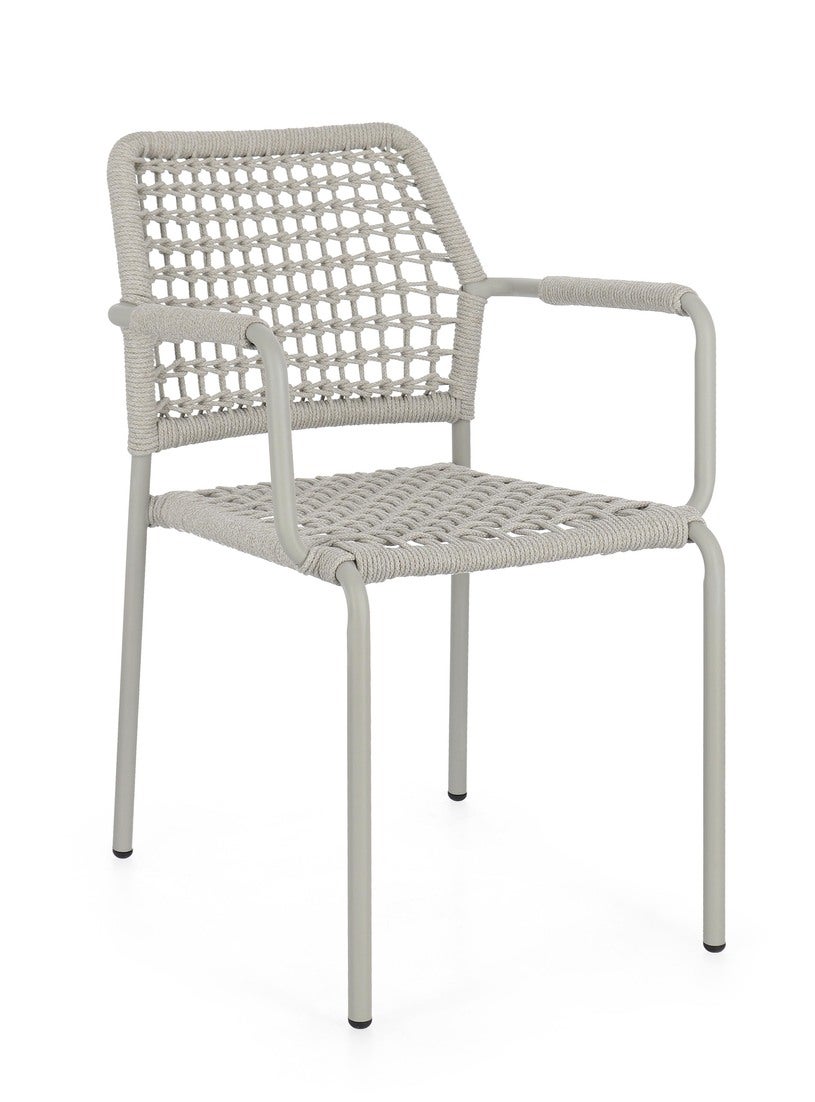 Krzesło Saturn "RAJADA" z podłokietnikami z aluminium i plecionej liny, do ogrodu i na werandę