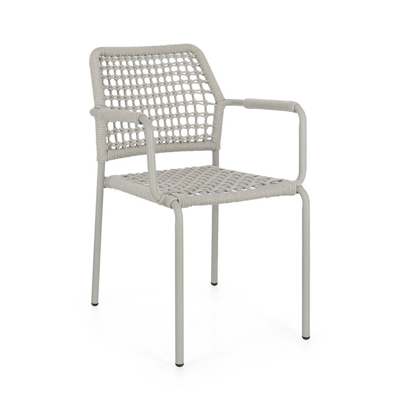 Krzesło Saturn "RAJADA" z podłokietnikami z aluminium i plecionej liny, do ogrodu i na werandę