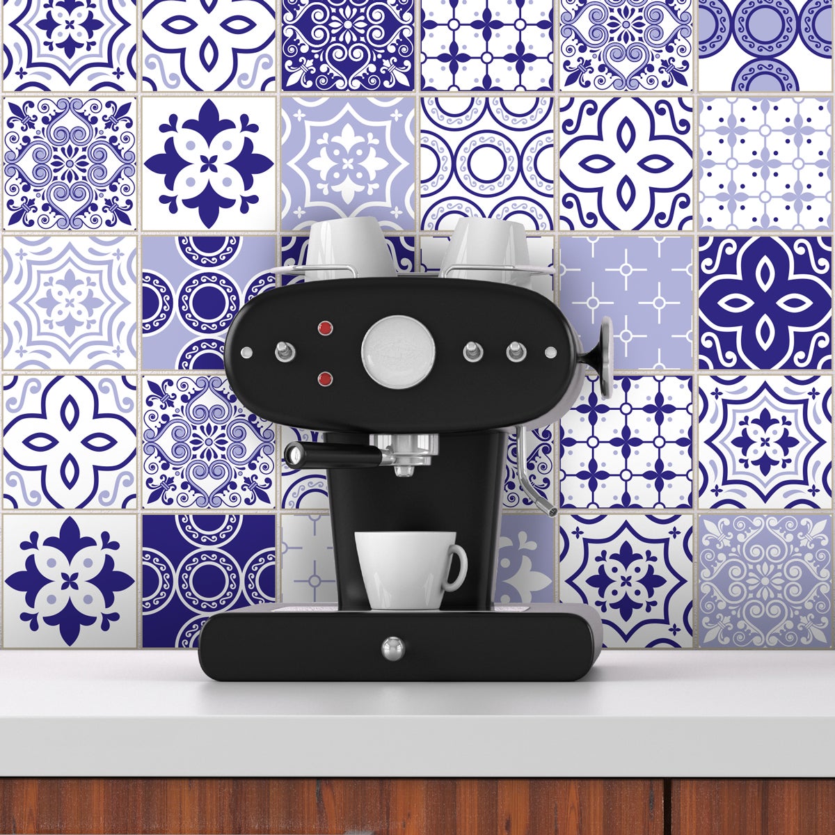 30 vinilos baldosas de cemento mykonos - adhesivo de pared - revestimiento sticker mural decorativo - 30stickers20x20cm