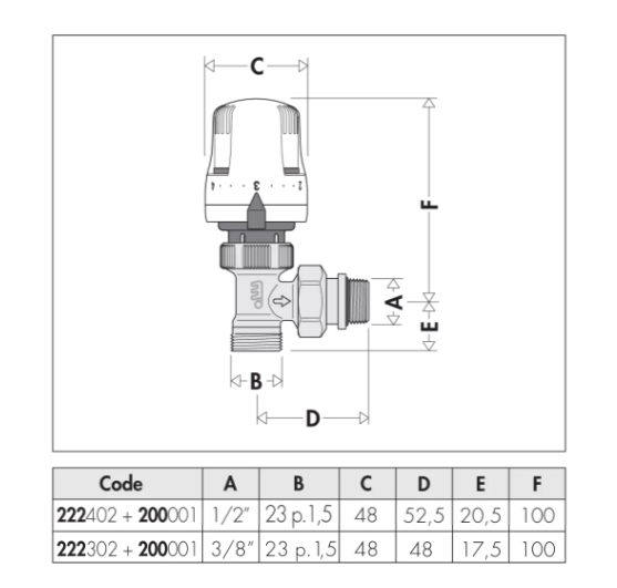 ORKLI - Válvula Termostática Escuadra VT 3/8" - Hortons