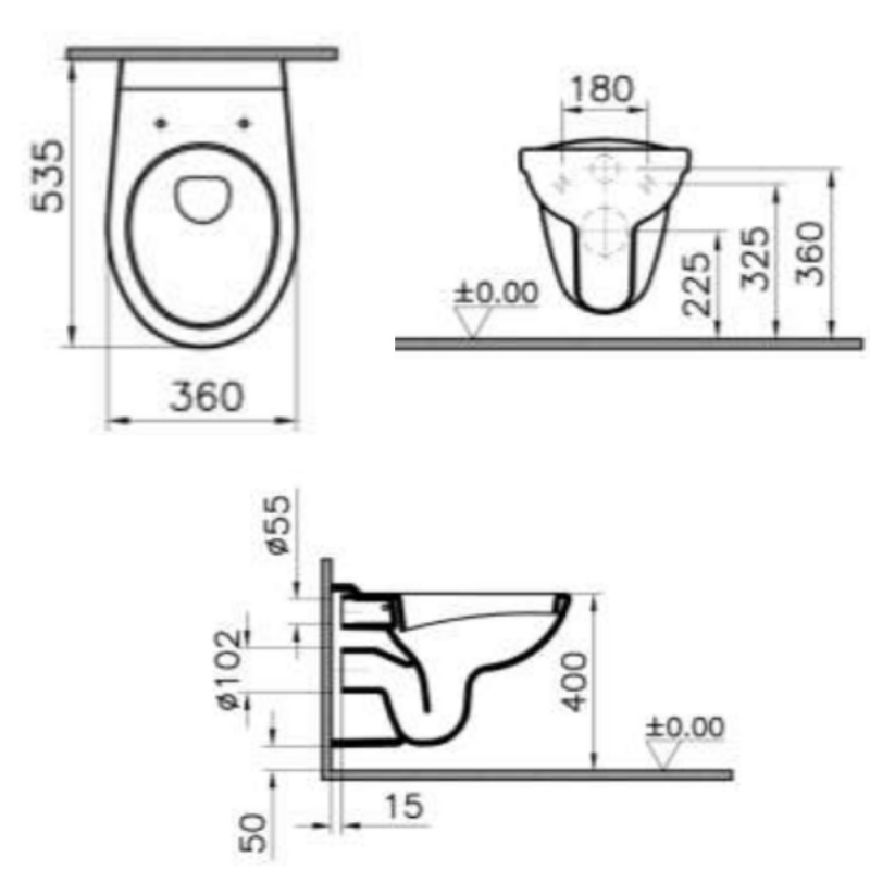 Pack WC Bati-support Geberit Duofix + WC suspendu Vitra Normus + Abattant softclose + Plaque blanche - 4