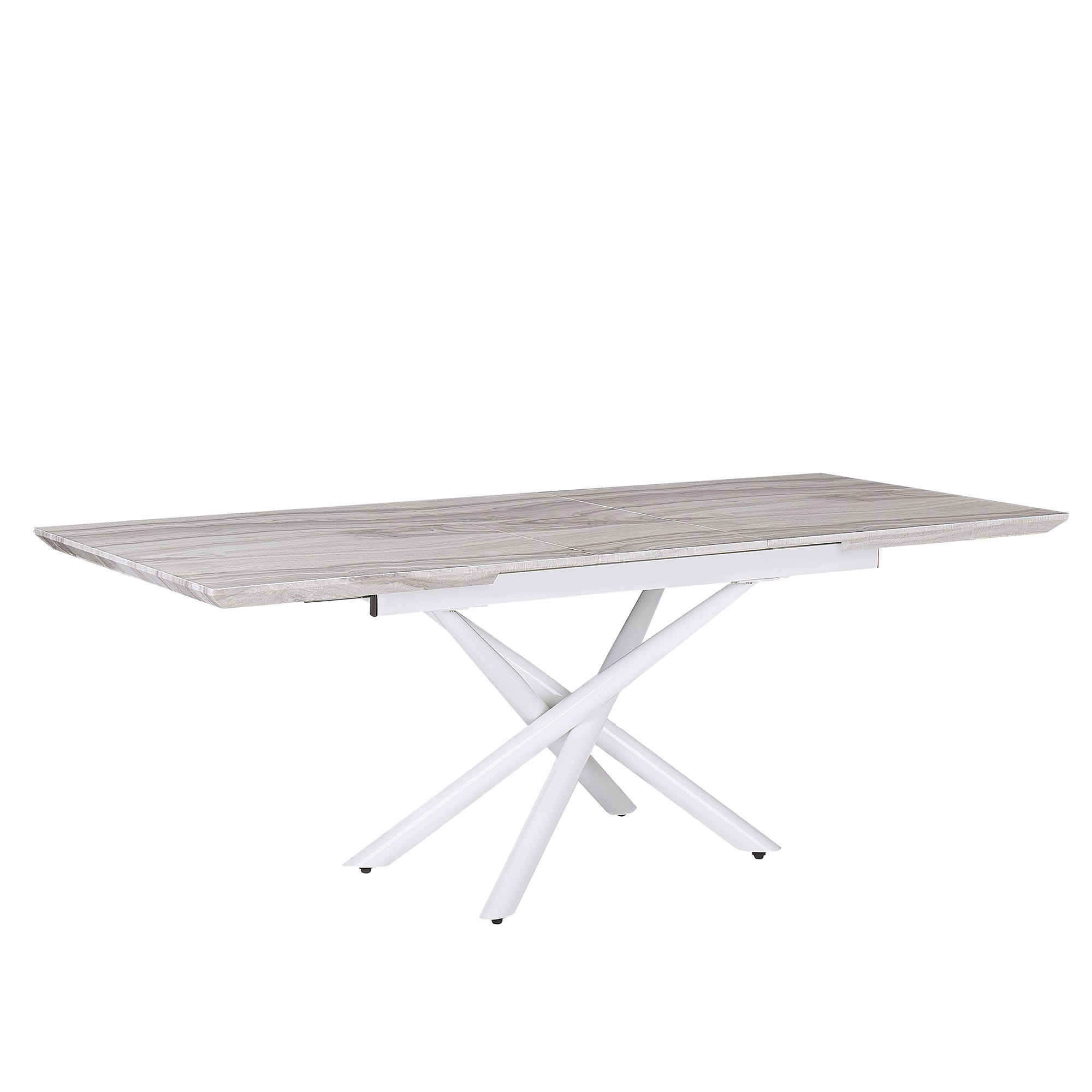 Tavolo da pranzo allungabile da 2 a 12 coperti in MDF e Acciaio Tavolo da pranzo allungabile da 2 a 12 coperti in MDF e Acciaio