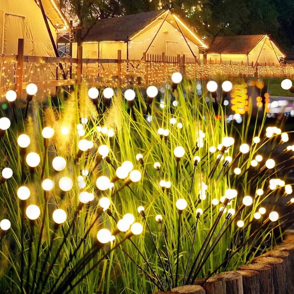 Luzes solares para áreas externas (pacote com 4, 32 LEDs), luzes solares para jardim, luzes de vaga-lume para decoração de pátio, luz quente - 3