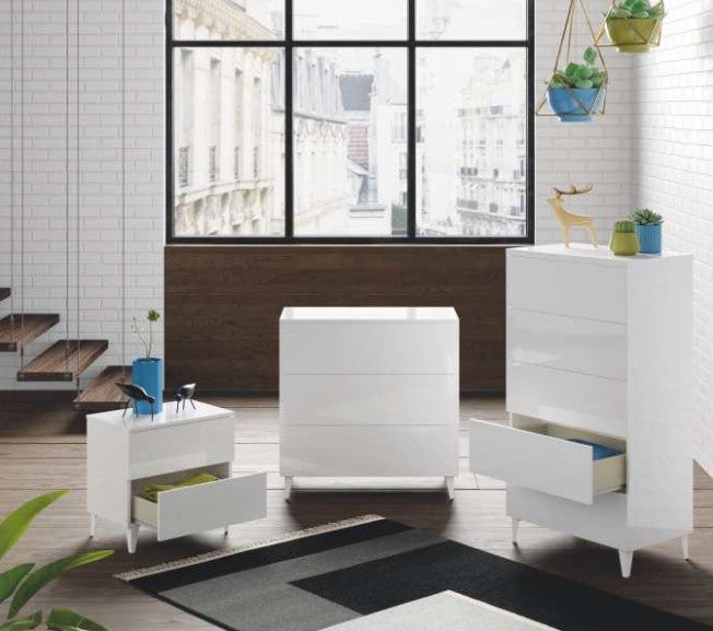 Commode AMIR 3 tiroirs L80 x H80cm - Blanc - 2