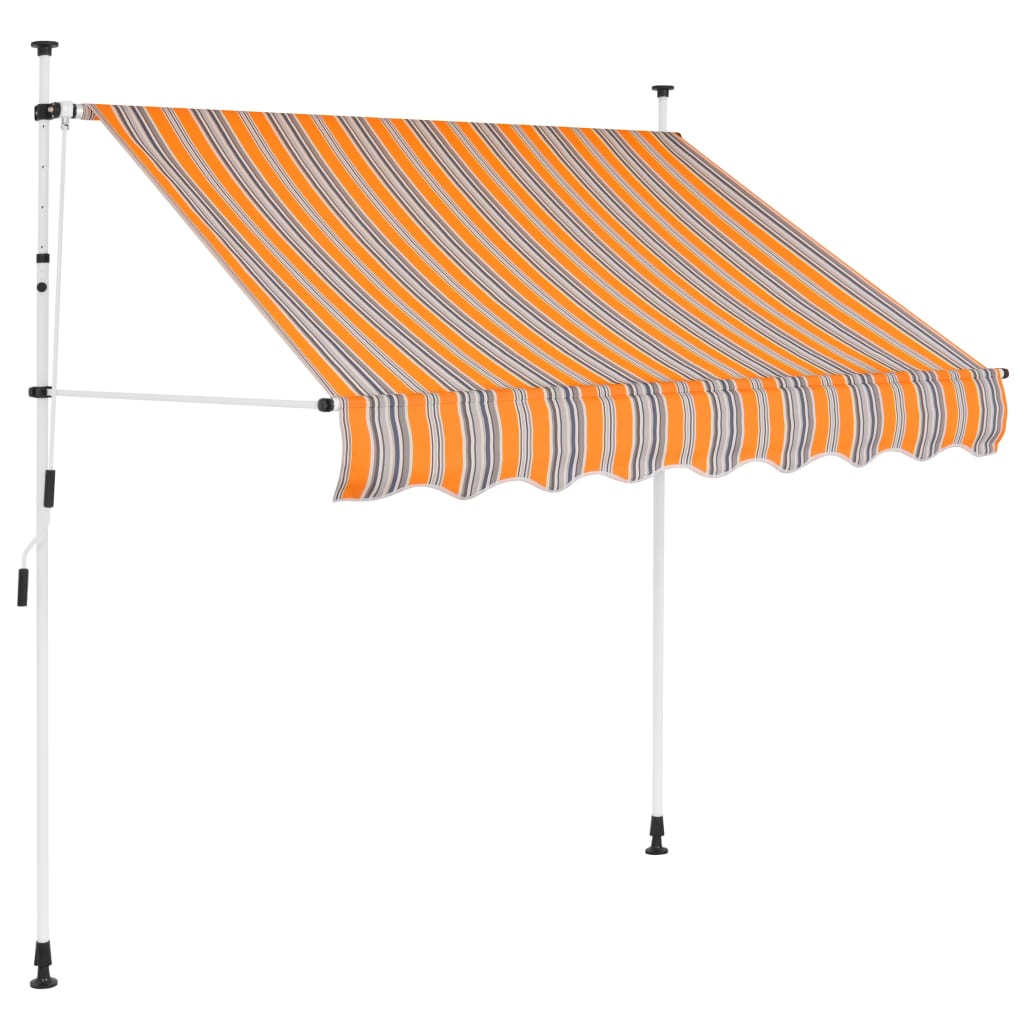 Toldo manual retráctil | toldo parasol | marquesina 150 cm amarillo y azul rayas cfw17764