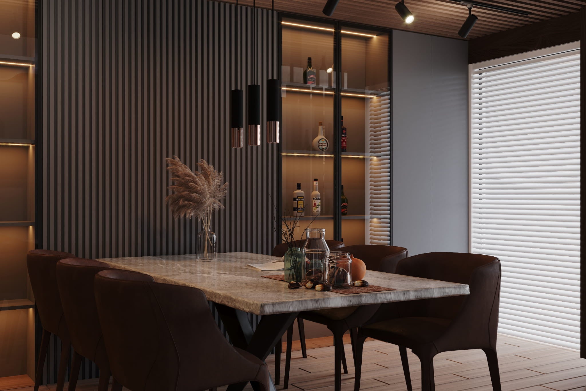 Lampa wisząca Loopez czarno-miedziana 3xGU10x40W wym: 100 x 29 x 29 cm metal Sollux Lighting - 7