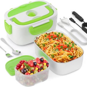 TRAVELISIMO Gamelle Chauffante 80W 1,5L - Lunch Box Électrique 12V 24V 220V - Boîte Repas Chauffante