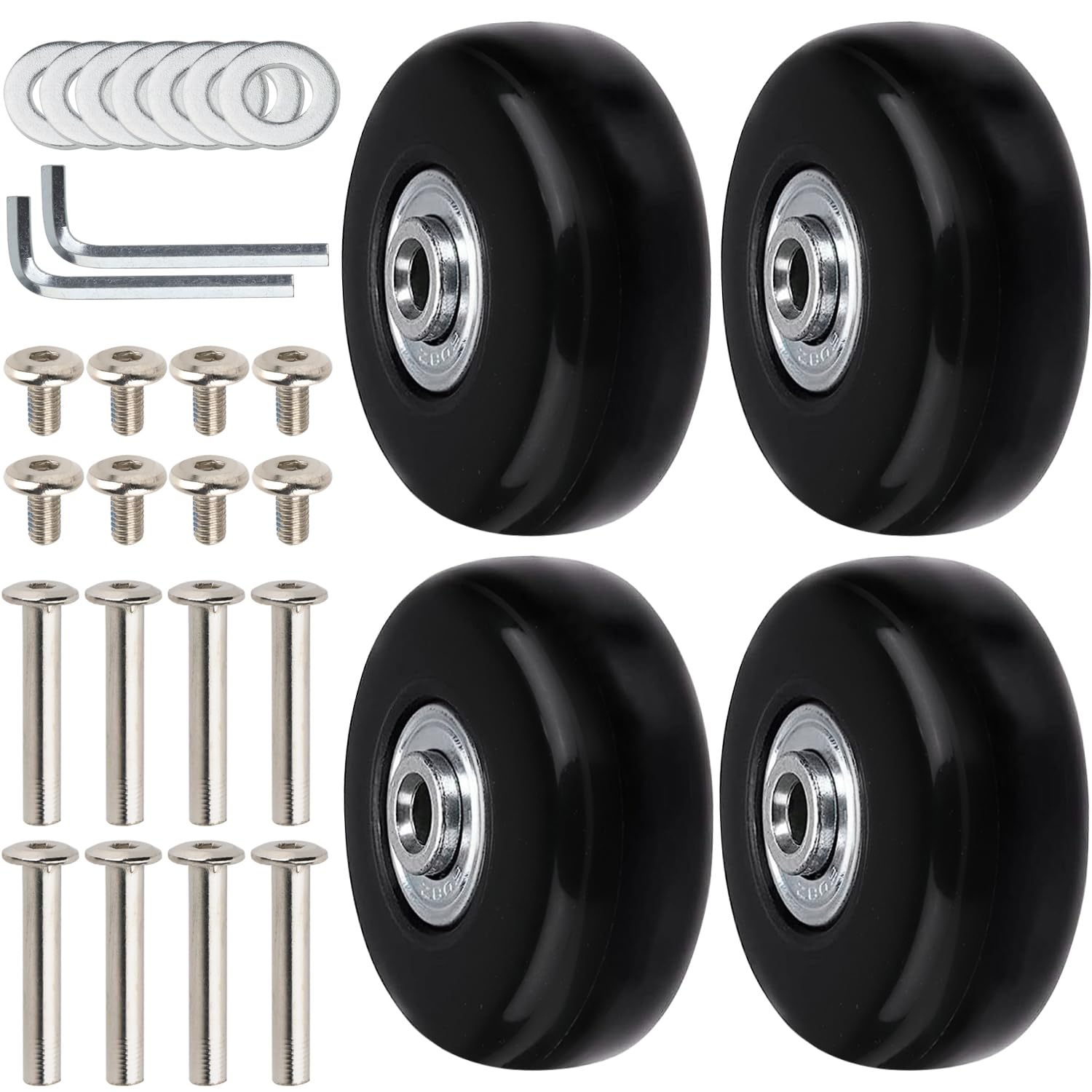 Lot De 4 Roulettes Pivotantes De Rechange 59 Mm – Caoutchouc PU Silencieux Pour Valise, Chariot, Bagage