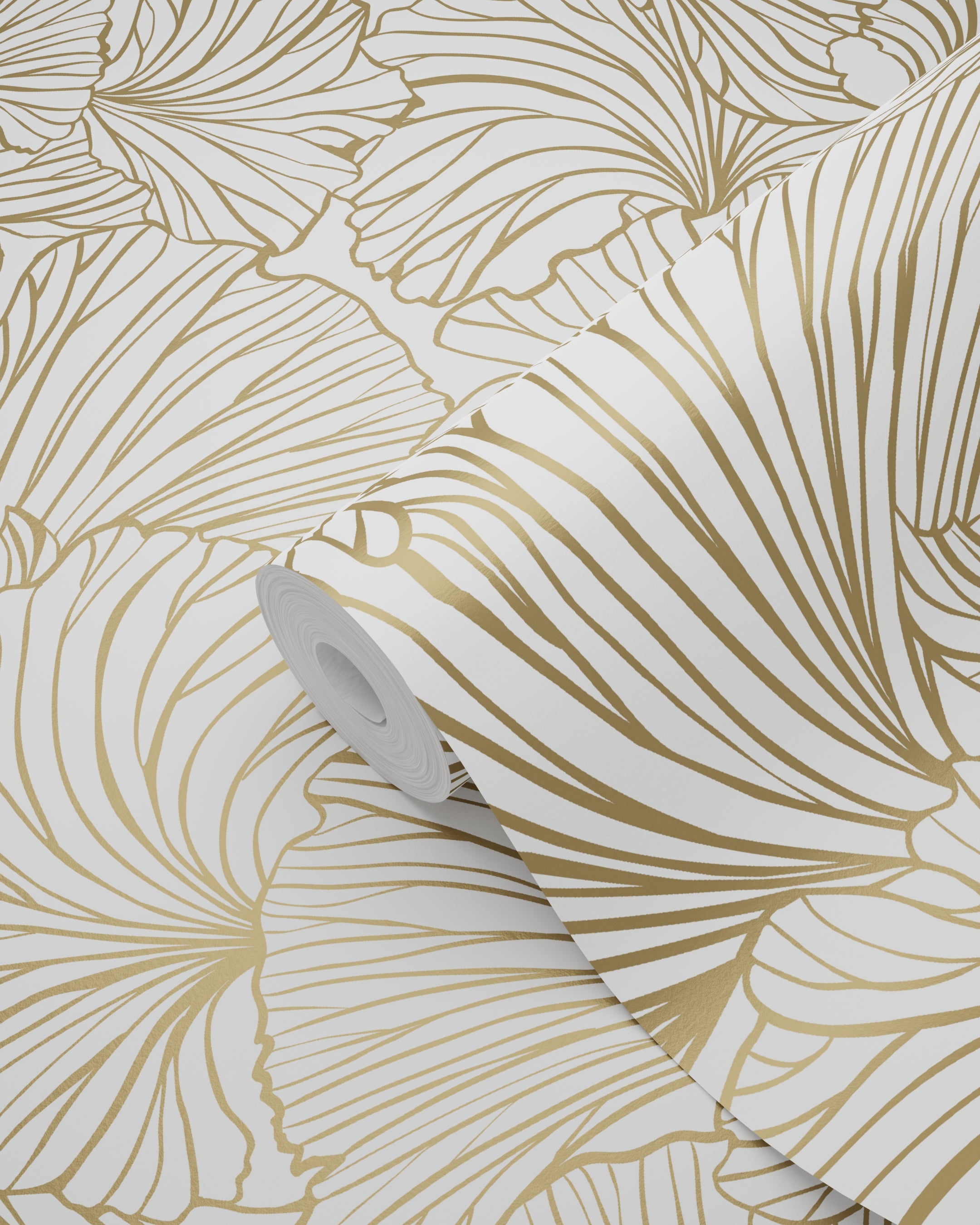 Papier peint feuilles de ginkgo blanc et or - 53 cm x 10.05 m - ESTAhome - 5