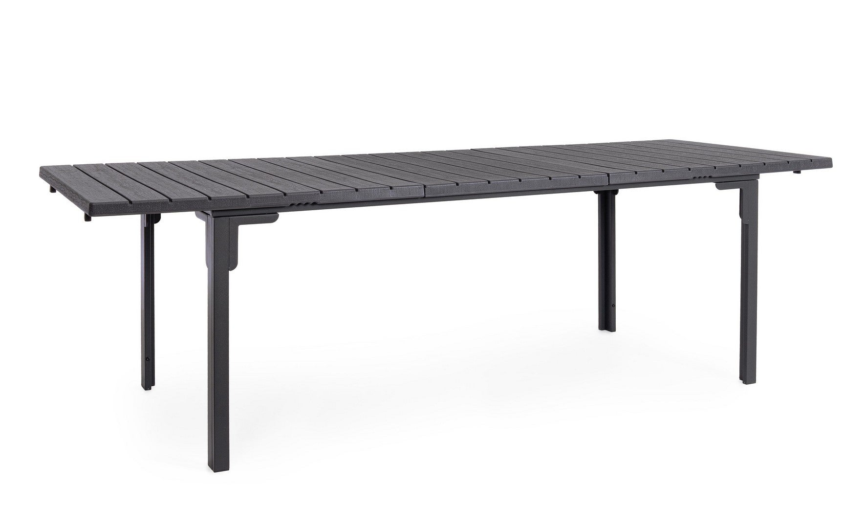 Stół stalowy z blatem HDPE z efektem słojów drewna, 180-240X90 Antracyt