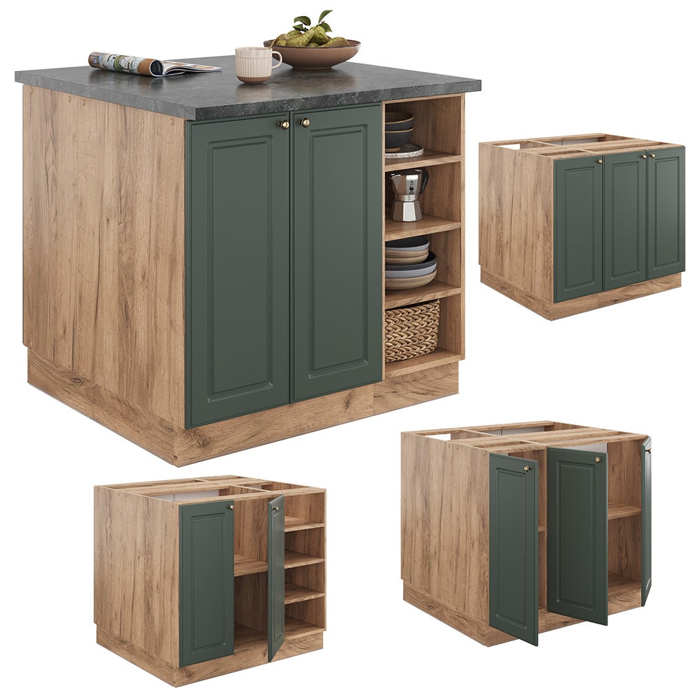 Vicco Îlot de cuisine Fame-Line, Chêne vert et or/chêne doré, 90cm sans PT - 7