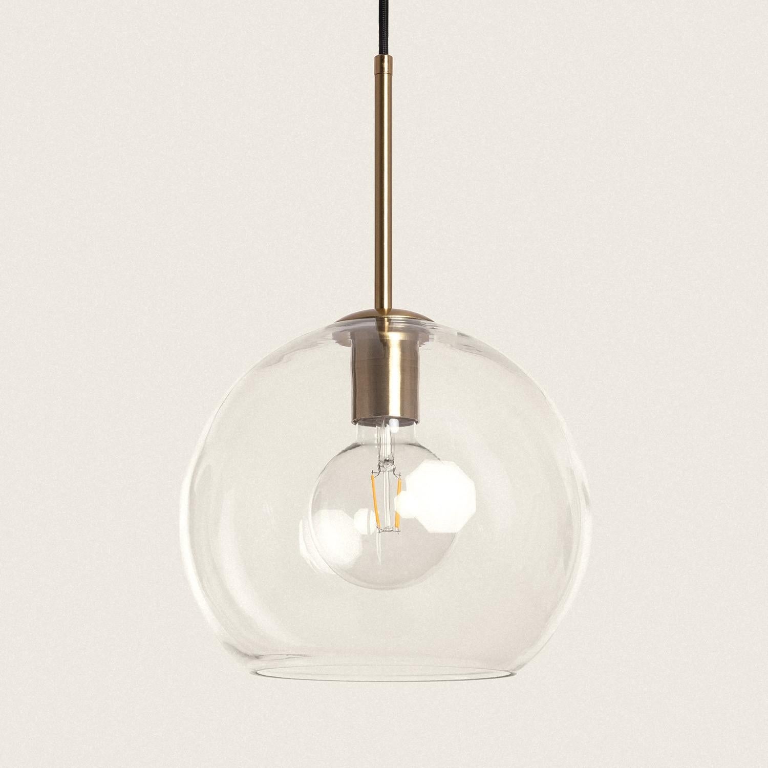 Ledkia - Lámpara Colgante Cristal Ona, Transparente, Cristal,Hierro ...