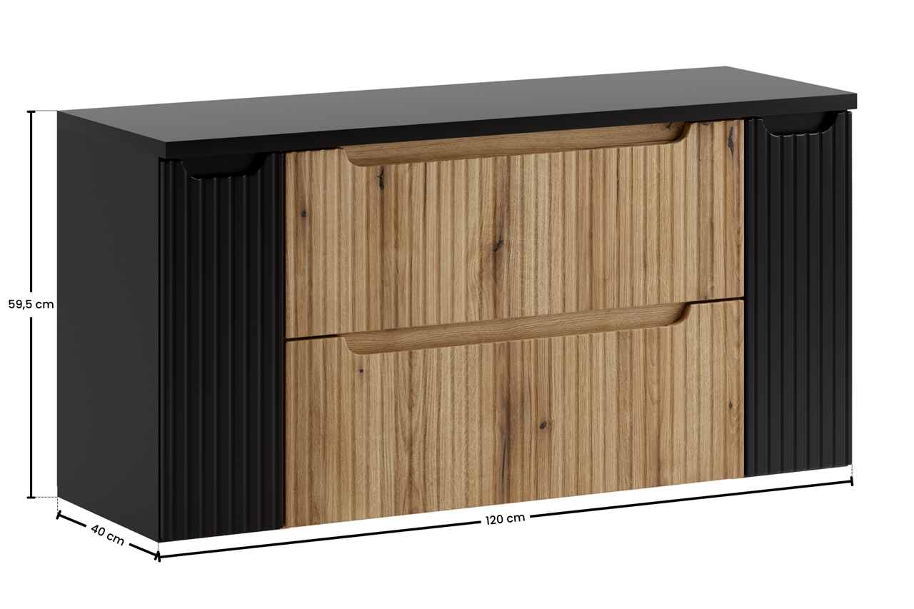 Szafka łazienkowa Nova 120 cm dąb coast evoke czarna z blatem - 3