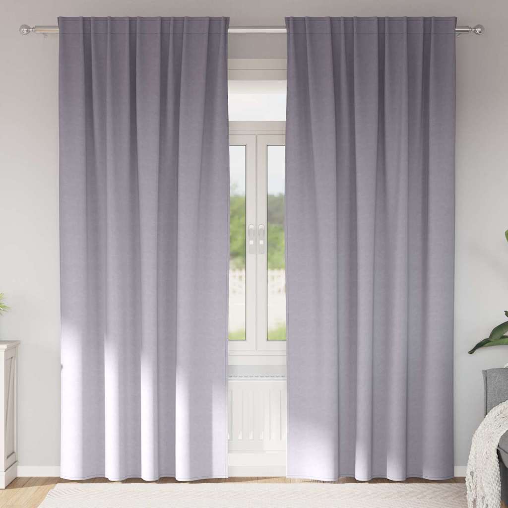 Firany blackout z kółkami 2 pcs Metaliczny Szary 225 x 140 cm vidaXL