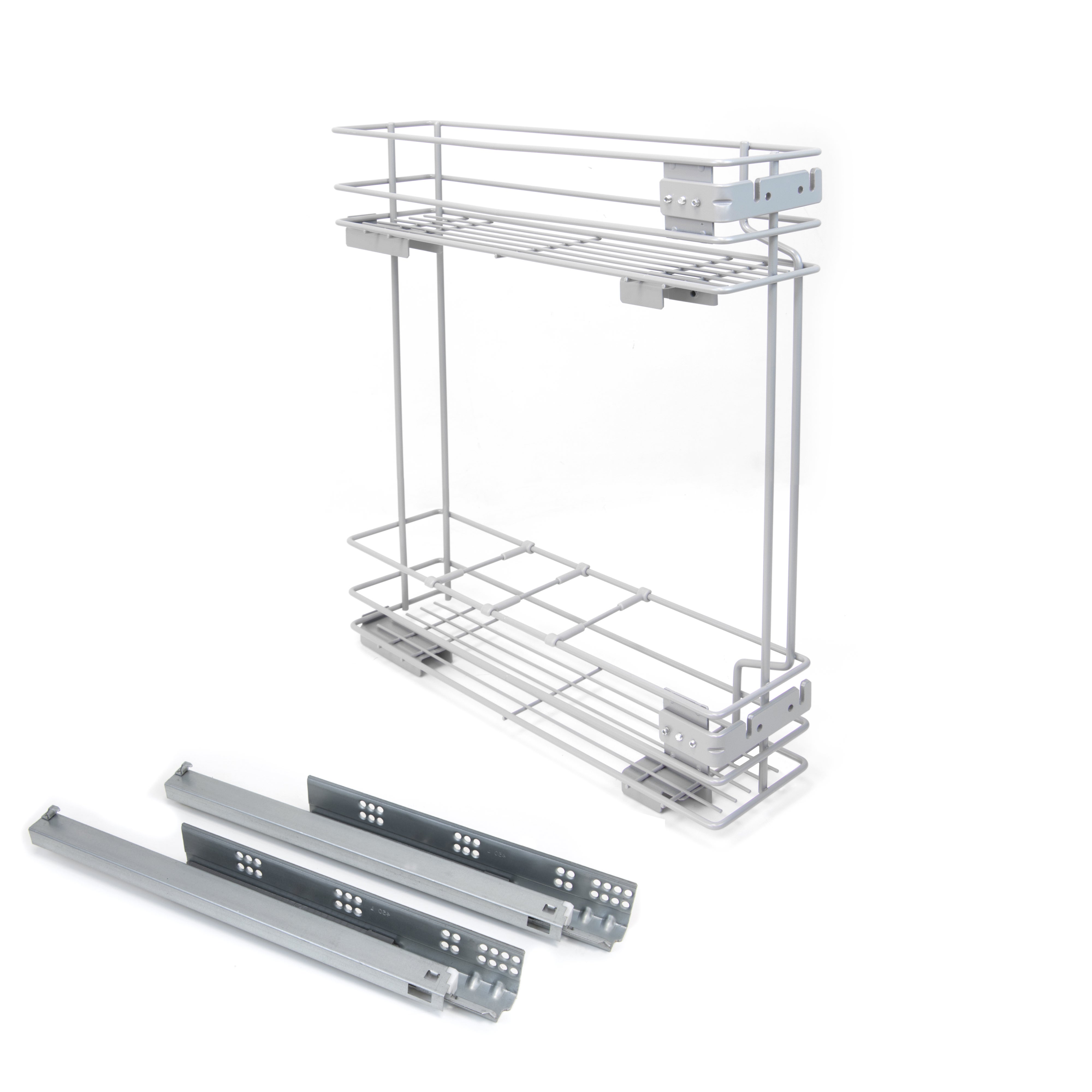 Emuca Stojak wysuwany boczny na butelki Supra, cichy domyk, moduł 150 mm, Stal, Malowany Aluminium