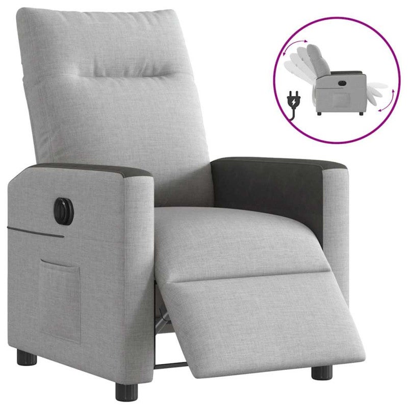Elektryczny fotel rozkładany Cloud Grey Fabric vidaXL