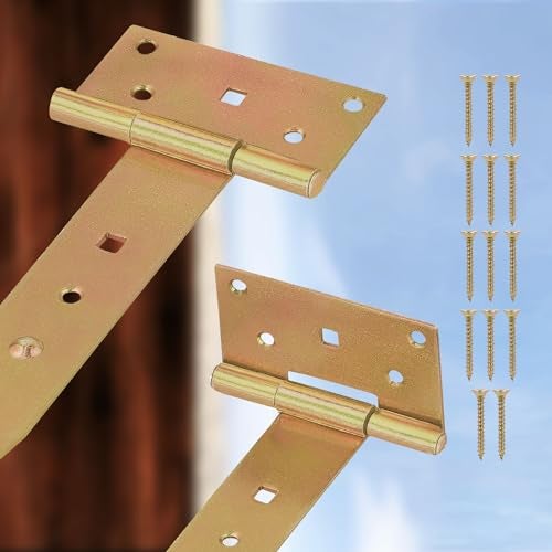 Lot de 2 Charnières de Porte en Croix Galvanisé - 200 mm - Charnière de Porte - Charnière à Portail de Jardin - Doré - KOTARBAU - 6