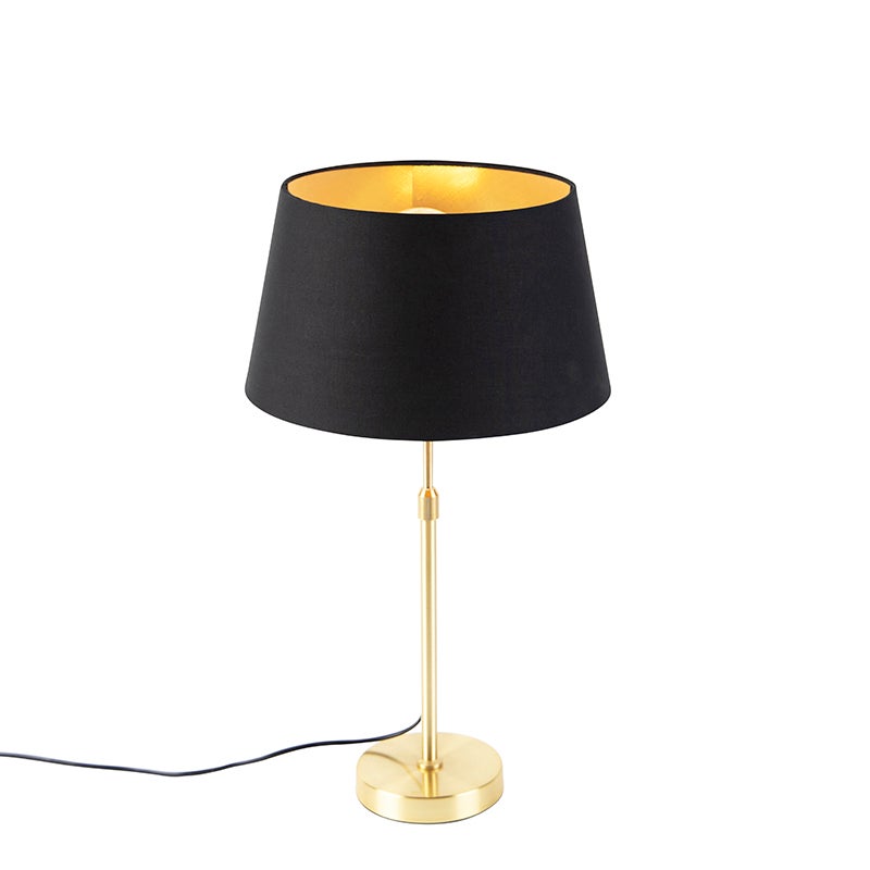 Lampa stołowa złoto/mosiądz z abażurem czarnym ze złotem 32 cm - Parte