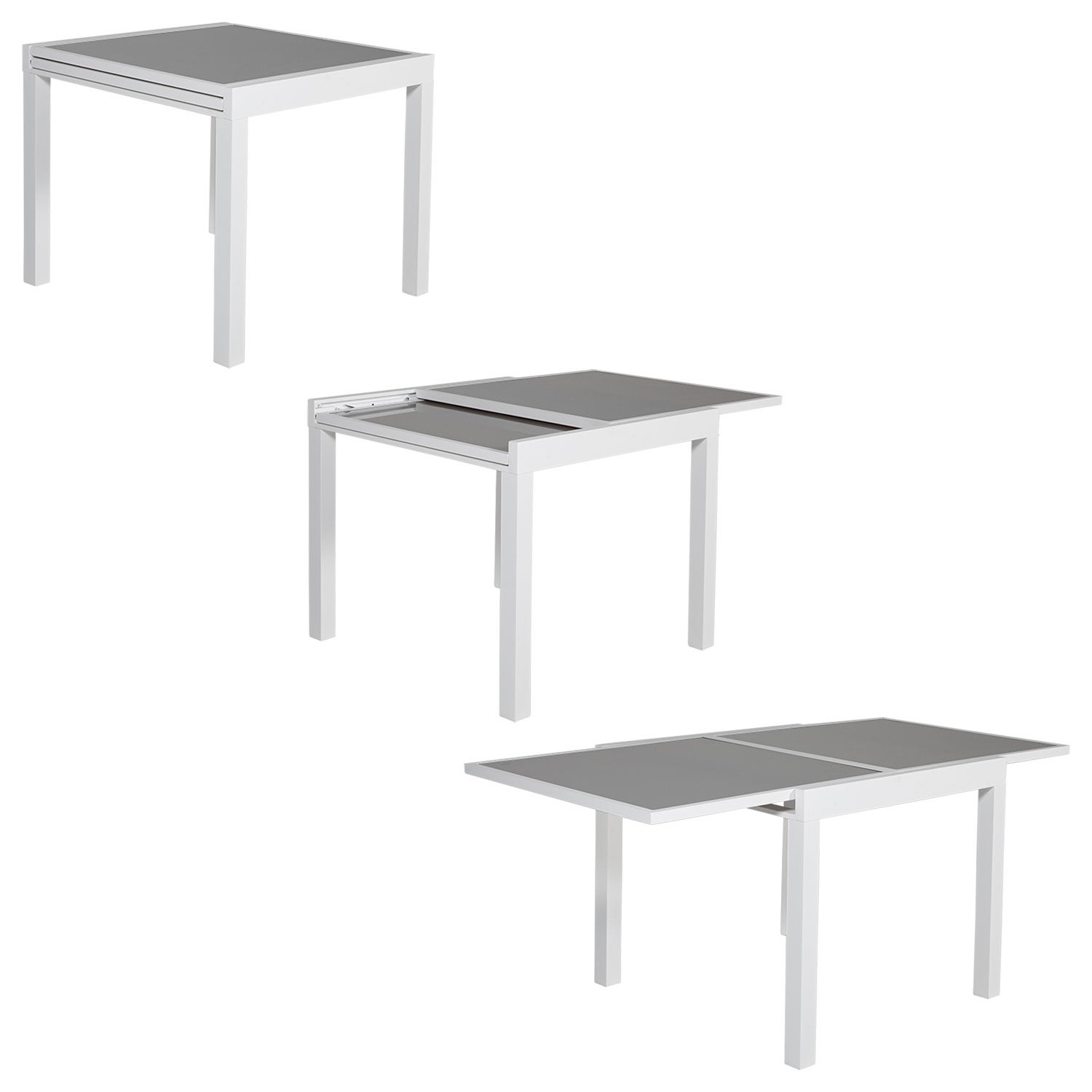 Salon de jardin 8 places gris et blanc aluminium LAMPEDUSA extensible - 3