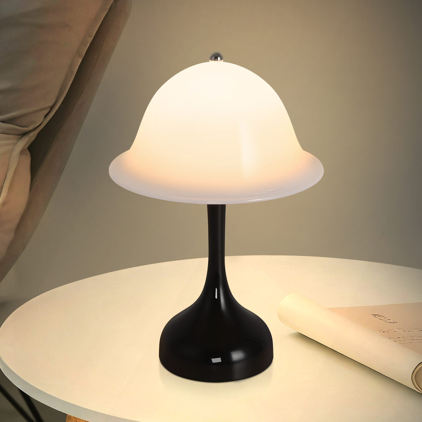 ZMH Lampa stołowa, lampka nocna, czarna nowoczesna lampa LED, ściemnialna lampa LED