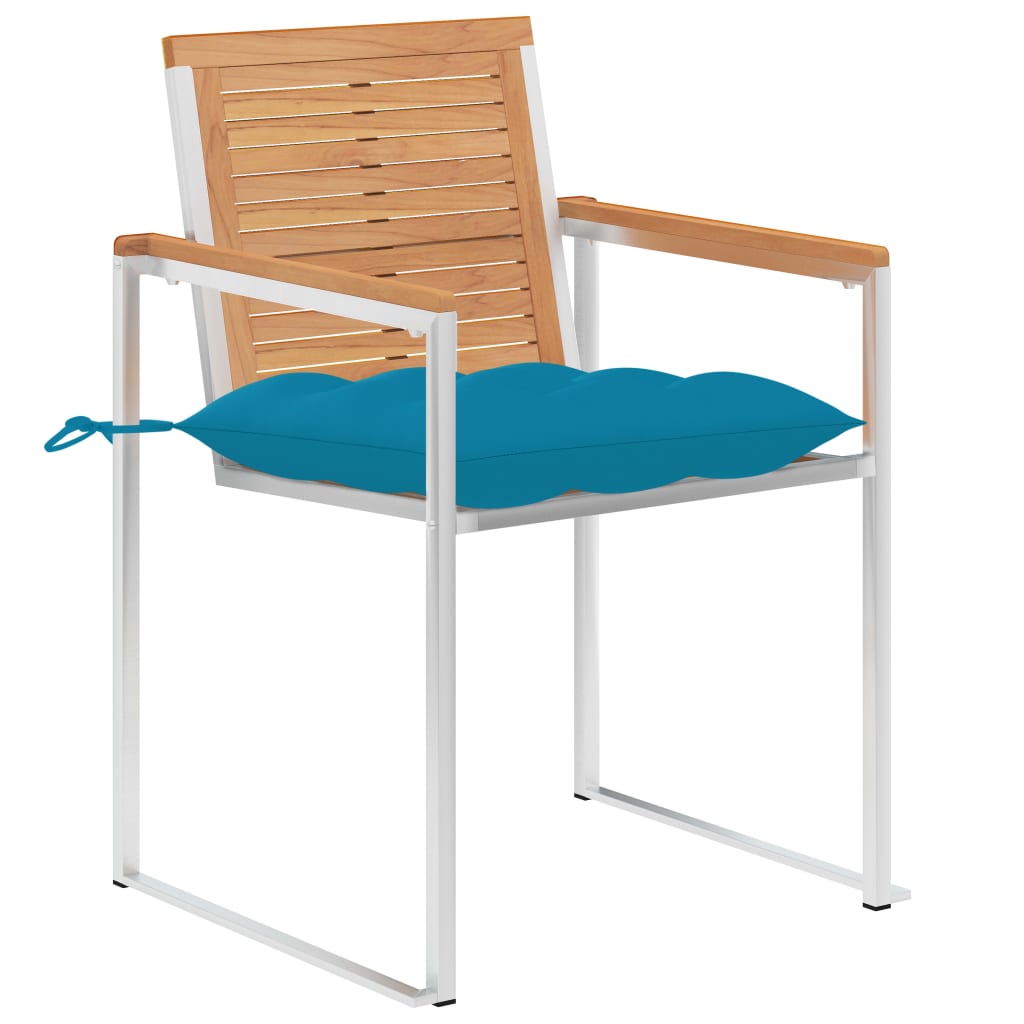 Chaises de jardin avec coussins 2 pcs Teck solide et acier 7 - 3