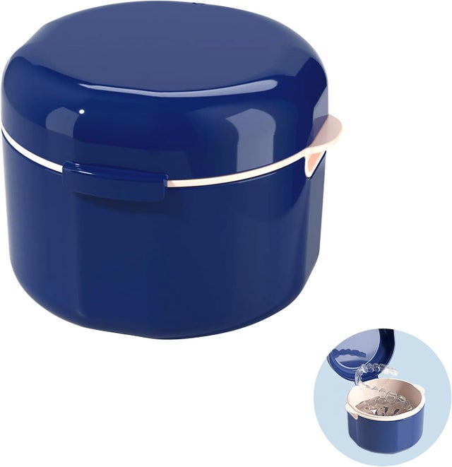 Boîte de Dentier avec Passoire, Boîte Appareil Dentaire Portable, Boîtes pour Prothèses Dentaires, Boîte de Retenue Orthodontique, Boîte de Nettoyage