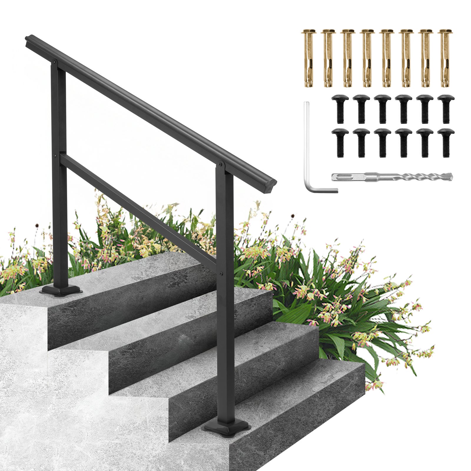 Poręcz aluminiowa schodowa Balustrady schodowe zewnętrzna poręcz wejściowa 122cm poręcz wejściowa do domu VEVOR