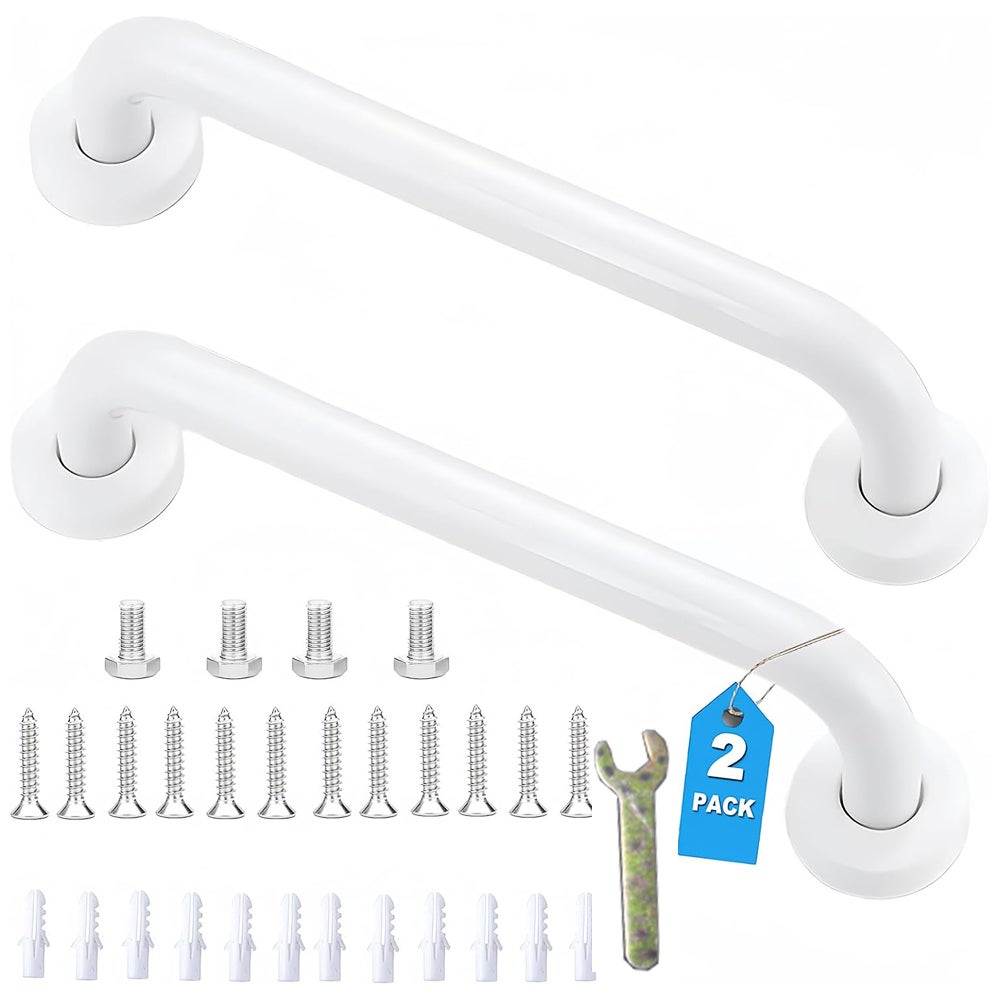 (Biały) 2 antypoślizgowe uchwyty ze stali nierdzewnej, uchwyt łazienkowy, uchwyt prysznicowy dla seniorów/dzieci, 30 cm