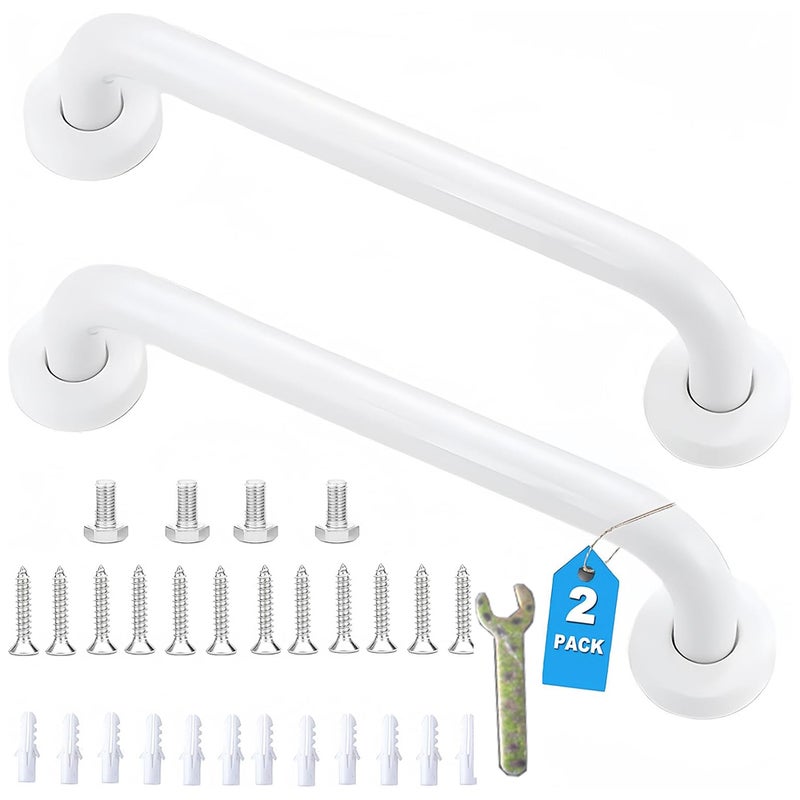 (Biały) 2 antypoślizgowe uchwyty ze stali nierdzewnej, uchwyt łazienkowy, uchwyt prysznicowy dla seniorów/dzieci, 30 cm