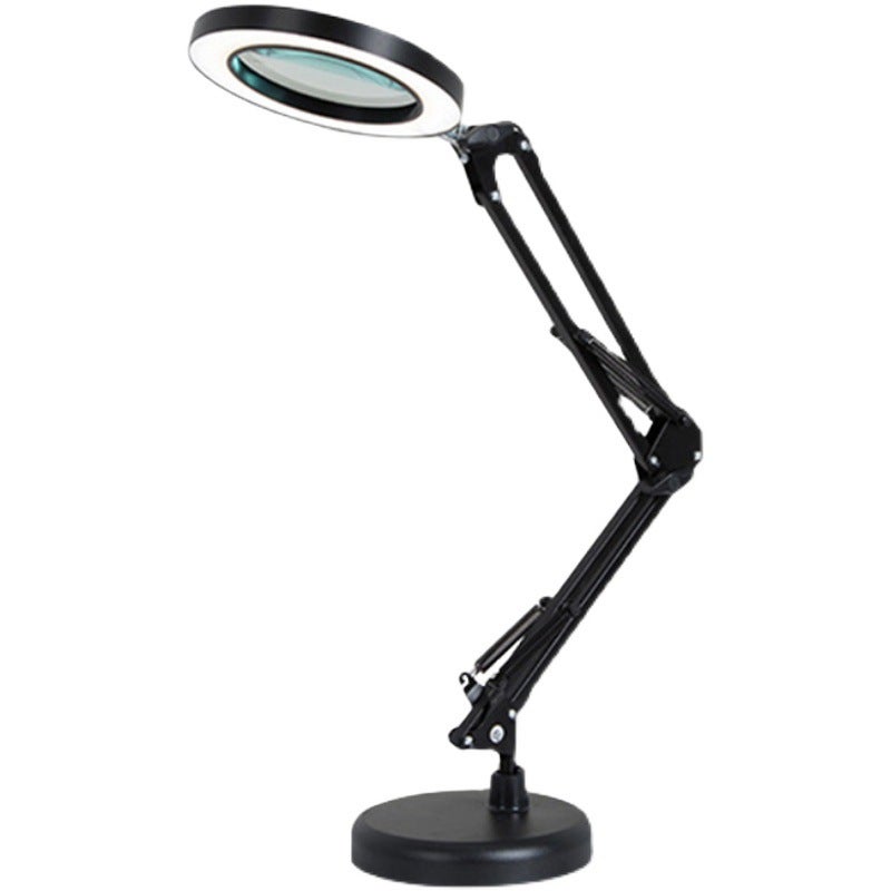 Lampa powiększająca LED Lampa powiększająca biurkowa z regulowanym obrotowym ramieniem soczewka ze szkła konserwacji rzemiosła czytania szycia czarna
