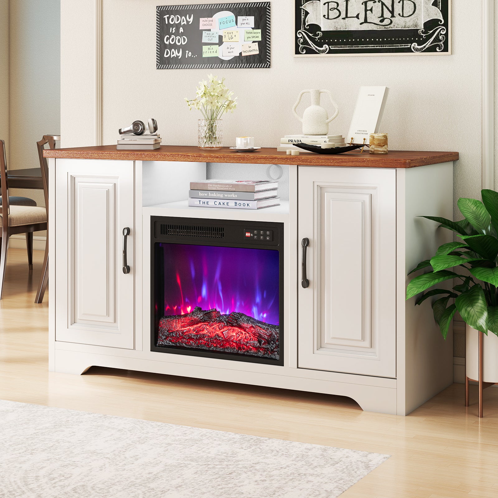 Cheminée Électrique Encastrable 750W/1500W avec Télécommande, Réglable en Couleur & Luminosité, Minute 8H Protection Contre Surchauffe - 9