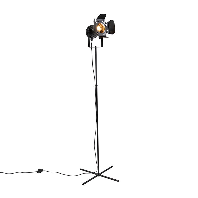 Industrialna lampa podłogowa czarna, regulowana - Movie