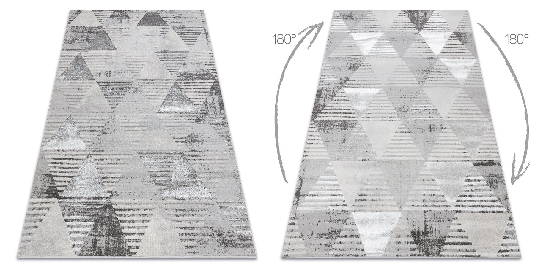 Dywan LIRA E1627 Trójkąty geometryczny, strukturalny, nowoczesny, glamour - szary 80x150 cm - 2