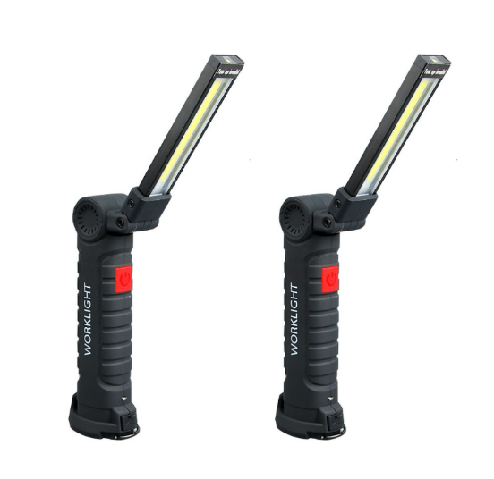 2x Lampe Lampe de Travail LED Rechargeable, Baladeuse Magnétique COB, Torche USB Puissante 5 Modes, Lampe de Camping 360° avec Base Aimantée
