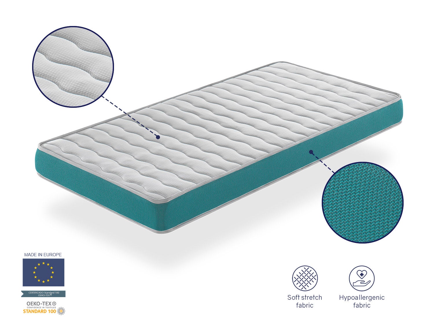 Matelas bebe 70X140 EKOZEN mousse, Epaisseur 11 cm Respirante et ergonomique. Fermete ideal pour bebe - 6