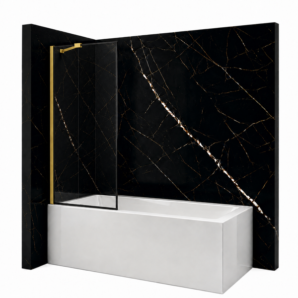 Silla Pare-baignoire VESTON, fixe, 1 volet, H.150 x l.80 cm, Doré, cadre noir