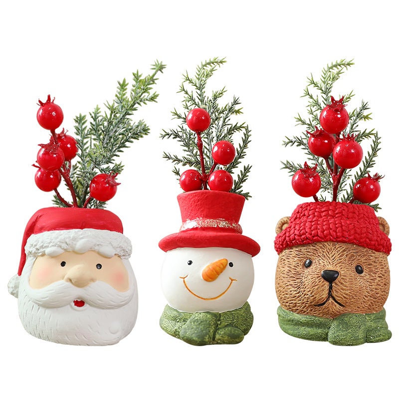 KISHINE 50pcs Figurines iniature de Résine Père Noël,Sapin,Bonhoe,Objet de noël,Petit