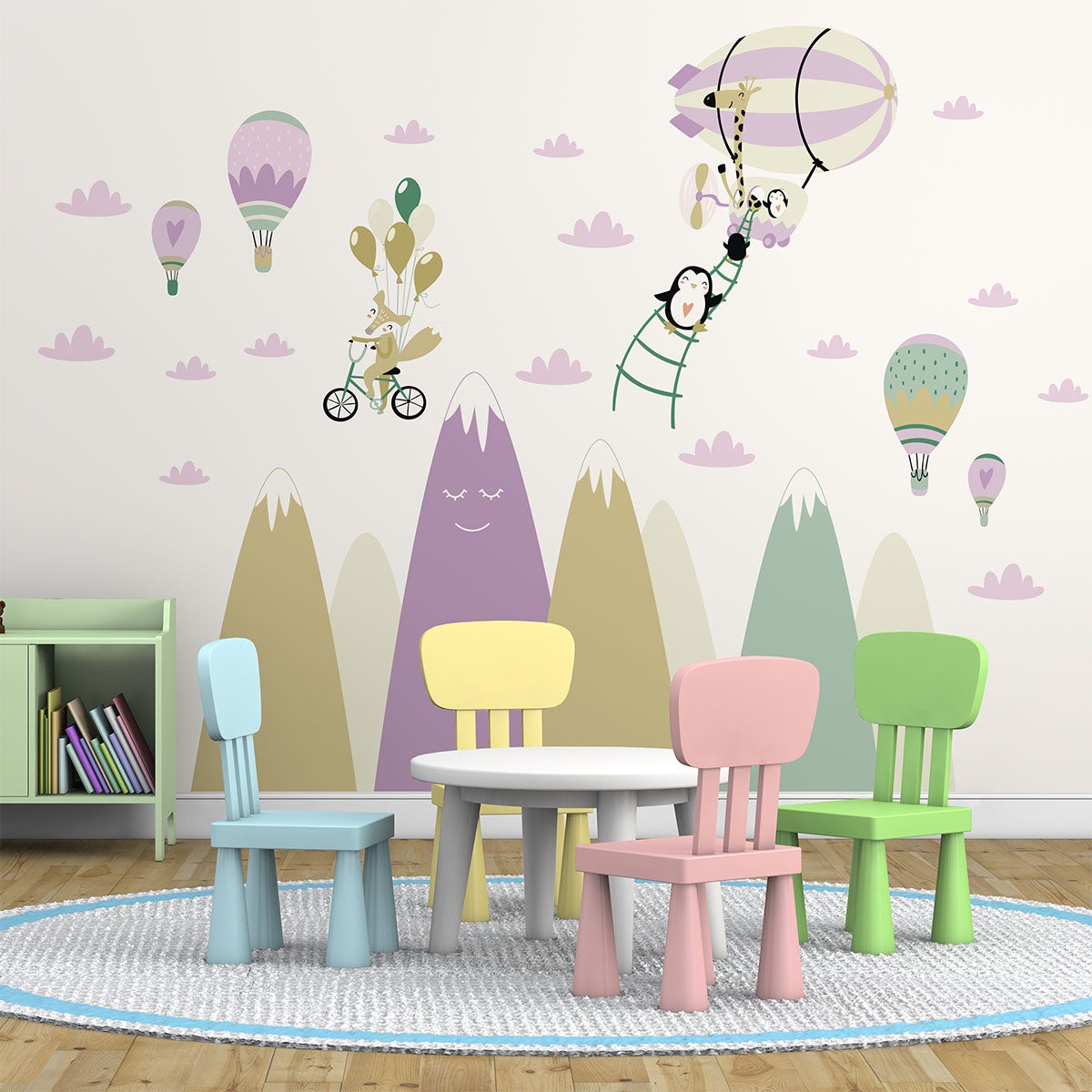 Adesivo montagne scandinave animali e amici divertenti - Sticker adesivo - adesivi murali - 70x105cm - 3
