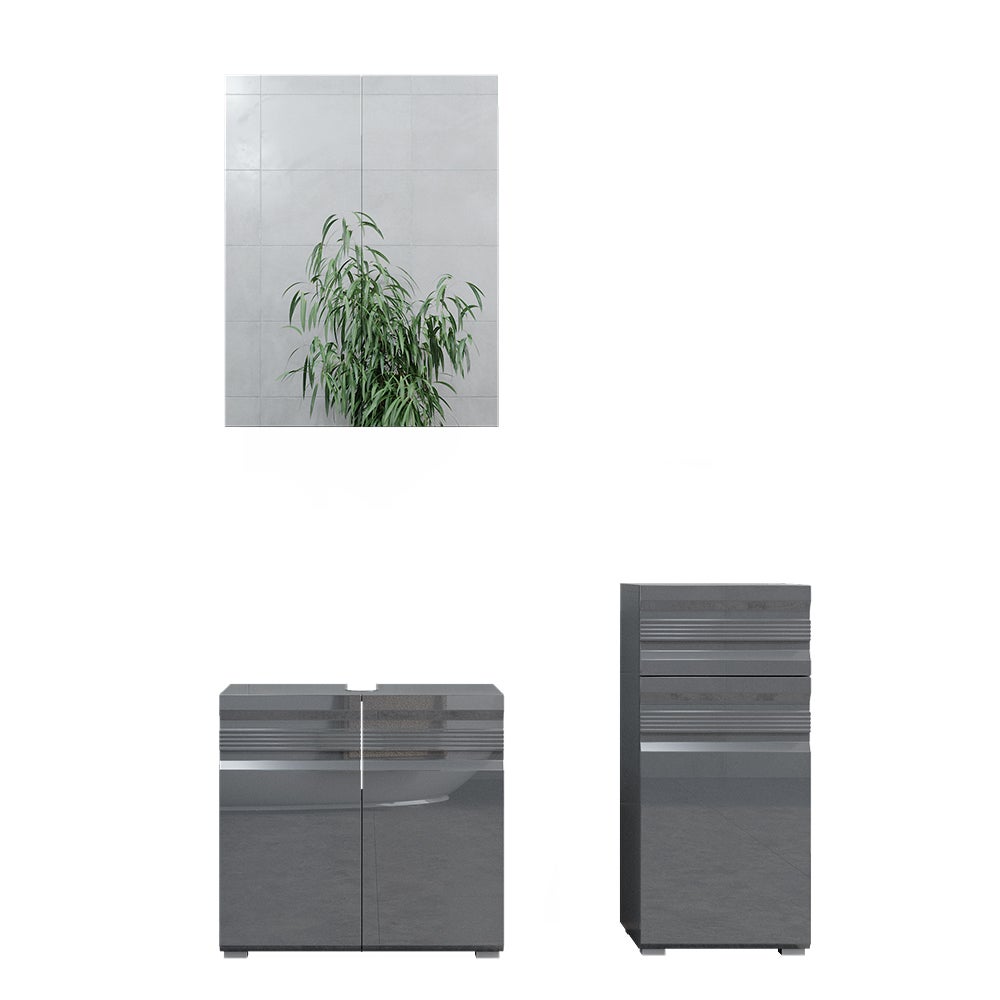 Vicco Zestaw mebli łazienkowych Fredd, Antracyt wysoki połysk, 3 części