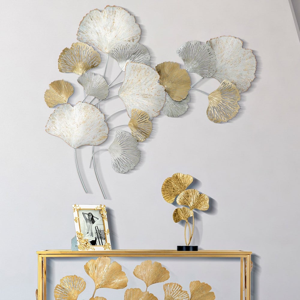 Décoration murale en métal 3D avec feuilles de Ginkgo Silvy - 2