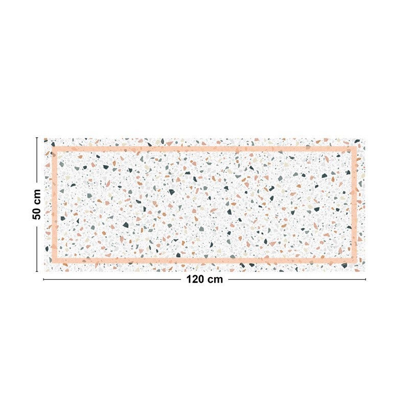 Tapis De Sol Motif Terrazzo Vintage - Anti-dérapant Pour Cuisine & Salle De Bain | Lavable 40°C - 65x100 Cm