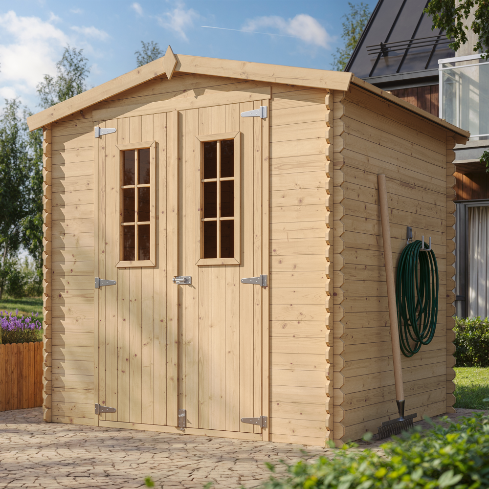 Abri de jardin en bois TIMBELA M343C - Stockage extérieur I216xL206xH218 cm/ 3.53 m2 Petit abri à outils, Local à vélos - 4