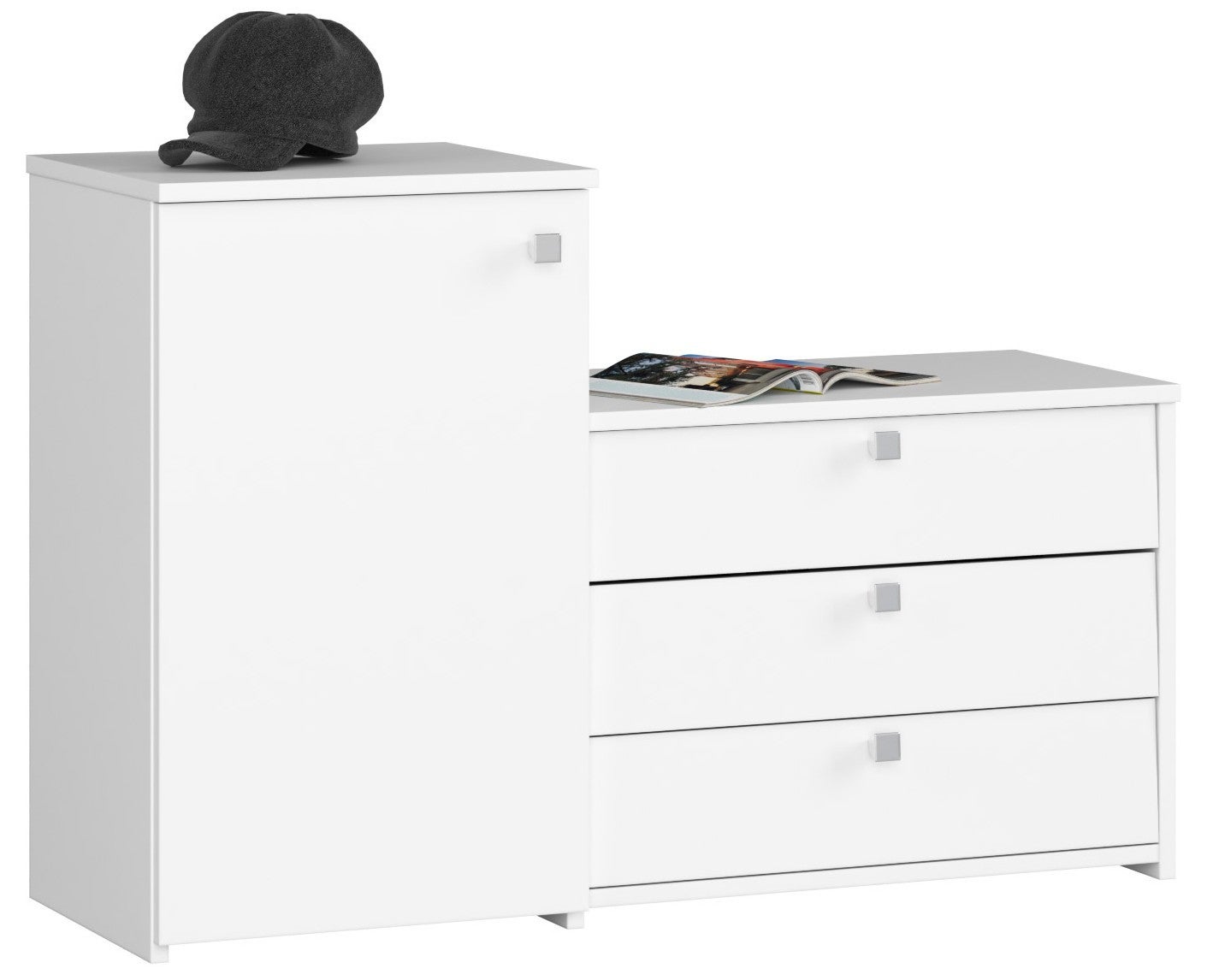 Szafka na buty AKORD S16 Biała 98,4 cm 4 drzwi kolor Biały mat 5 półek 98,4x33x68 cm