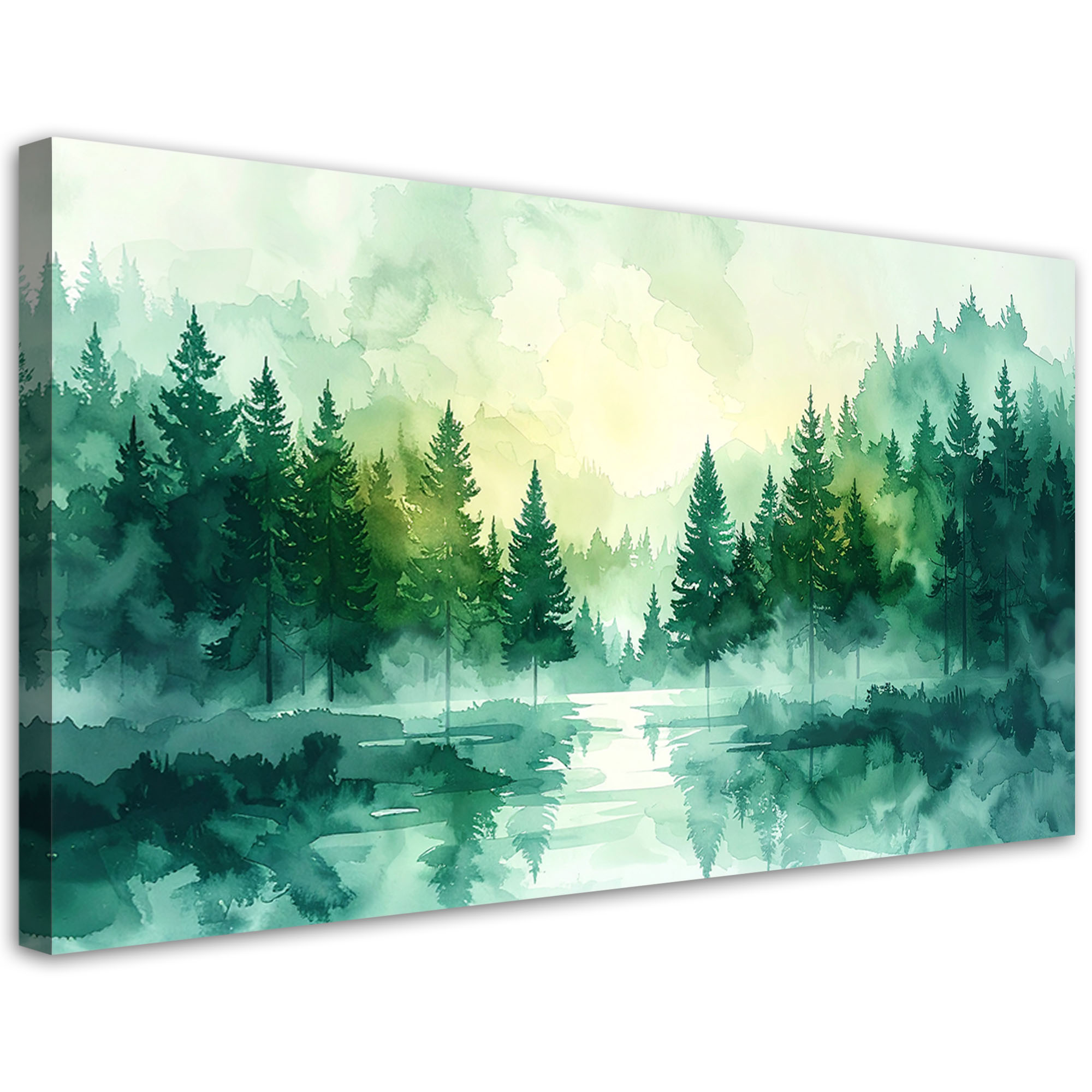 Obraz do salonu sypialni biura, Zielony Las Krajobraz Natura w Stylu Scandi Boho 80x40