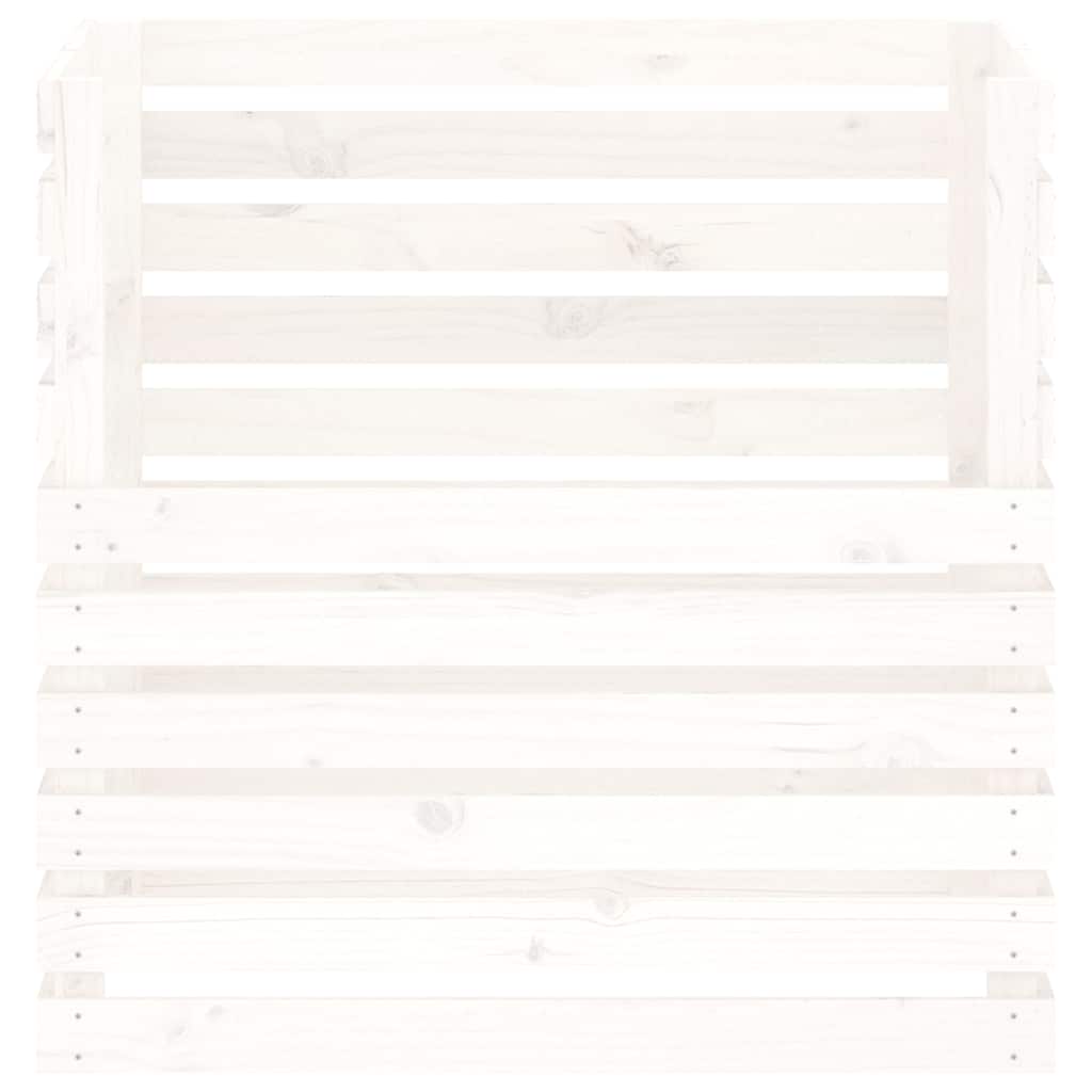 vidaXL Composteur Blanc 80x80x78 cm Bois massif de pin - 5