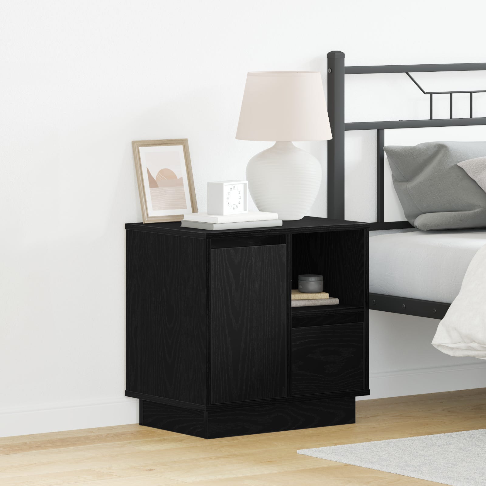 Rcynview Comodino con illuminazione a LED, tavolino con ampio spazio di archiviazione, comodino in legno con 2 cassetti, per soggiorno, camera da letto, colore nero, 45 x 35 x 52 cm Rcynview Comodino con illuminazione a LED, tavolino con ampio spazio di archiviazione, comodino in legno con 2 cassetti, per soggiorno, camera da letto, colore nero, 45 x 35 x 52 cm